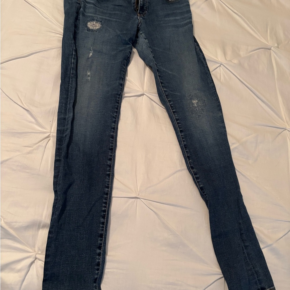 Women's AG Super Skinny Distressed Blue Jeans